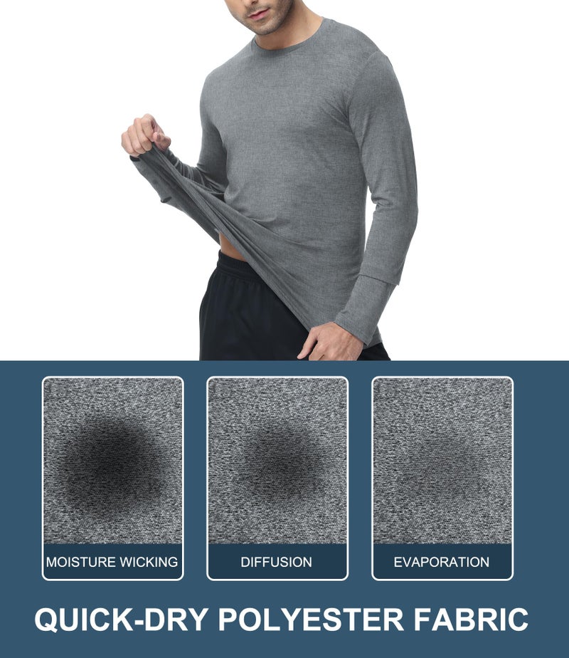 Kinglaman 6 Pack Men Dry Fit Workout Long Sleeve Athletic Gym UPF 50+ SPF UV Sun Protection Quick Dry Lightweight Shirts 1 Black 1 Gray 1 Heather Gray 1 Blue 1 Red 1 Green Medium - Image 5