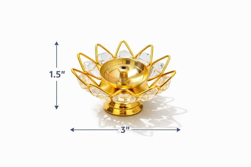 MISAA URNS Brass Crystal Bowl Round Shape Akhand Kamal Diya Oil Lamp for Mandir Temple Pooja Articles Decor Diwali Decoration Items for Home (Pack of 8) - Image 4