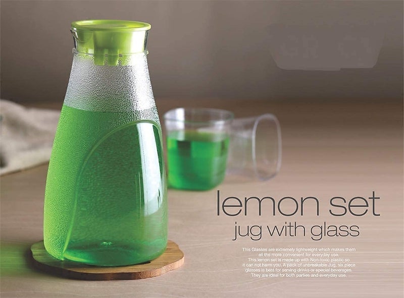 RHYDON Lemon Juice jug Transparent Unbreakable Water Juicy Jug and 6 Pcs Glass Combo Set for Home Dining Table Office Restaurants standard RD_586 - Image 5