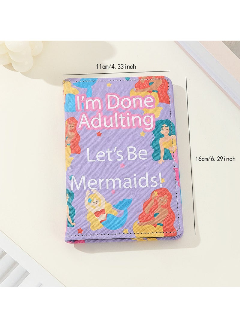 حامل جواز سفر مطبوع عليه صورة بحر باللون الوردي، حامل جواز سفر متعدد الوظائف للفتيات والأولاد، حامل بطاقات من الجلد الصناعي، حامل وثائق سفر، إكسسوارات سفر - Image 2