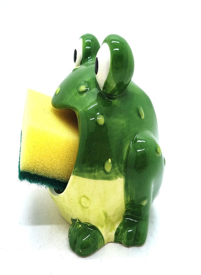 MONMOB Cute Ceramic Frog Sponge Holder for Kitchen Sink, 4.7” x 3.7” x 4.1”, Countertop Mount, Dishware, Kitchen Decor, Frog Decor, House Warming & Valentine's Day Gifts - Image 3