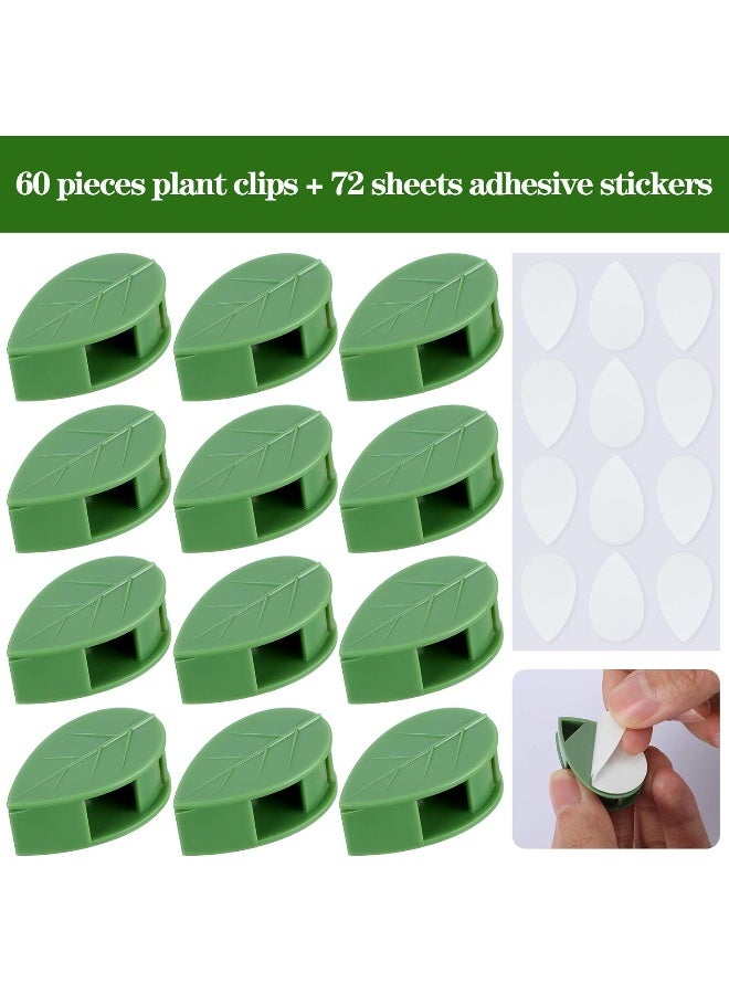 Geiserailie 60 Pieces Plant Climbing Wall Fixture Clips With 72 Pieces Acrylic Adhesive Sticker Plant Fixer Invisible Wall Vines Fixing Clips Self-Adhesive Hook Plant Vine Traction For Indoor Outdoor Decoration  - Image 1