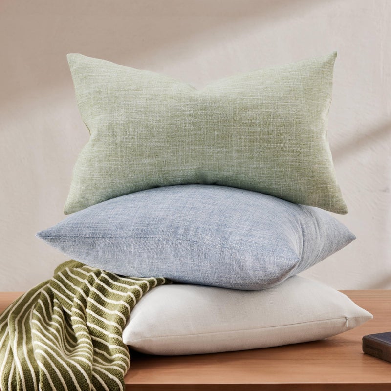 ZeeMart Rustic Cotton Linen Lumbar Throw Pillow Covers Set of 2, 12x20 Inch Green, Farmhouse Style Decorative Couch Pillow Cases Sage Green Cushion Covers for Sofa Bed Living Room Home Decor - Image 5