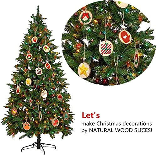 TICIOSH Natural Wood Slices TICIOSH Craft Unfinished Wood kit Predrilled with Hole Wooden Circles for DIY Crafts Wedding Decorations Christmas Ornaments Arts Wood Slices (50 Pcs 2.8-3.1 inches) - Image 3
