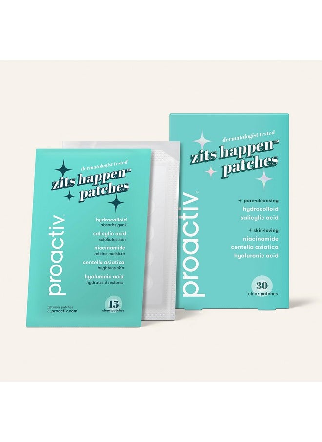Proactiv - Roactiv Zits Happen® Hydrocolloid Acne Patches Pimple Patches For Face And Back Acne With Pore Cleansing Salicylic Acid 30 Count - Image 1