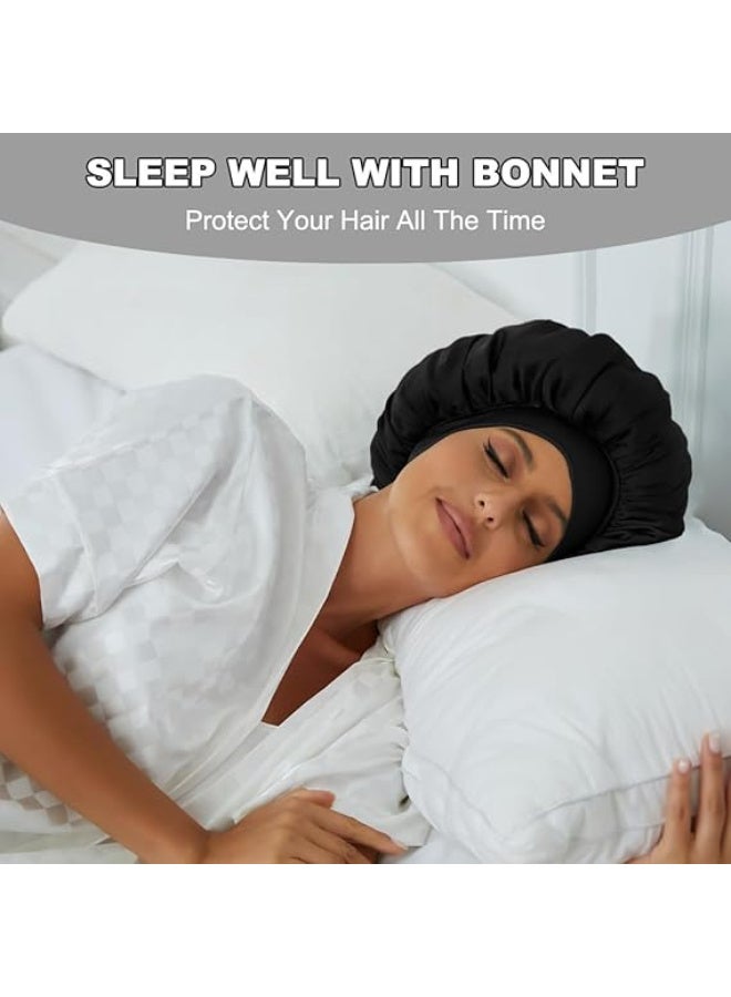 Silky satin cap for sleeping, single layer braided hair cap + satin headband as a gift - Image 2