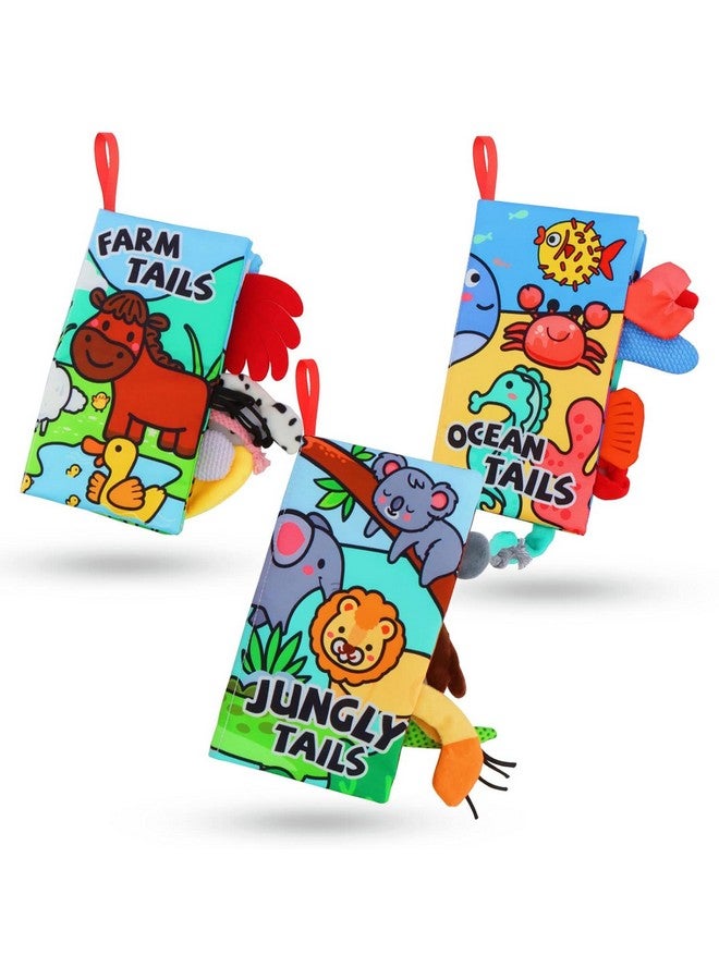KolorFish Baby High Contrast Sensory Soft Books Toy for Newborn 0 3 6 12 Months Crinkle Cloth Tails Book Babies Early Development Activity Book Toys for First Gift Infants (Pack of 3) - Image 1