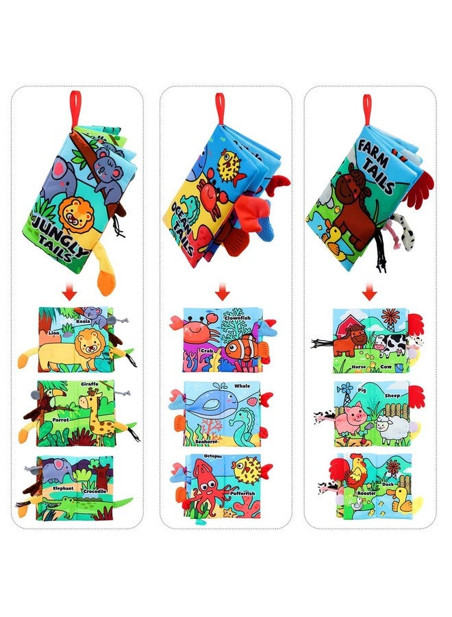 KolorFish Baby High Contrast Sensory Soft Books Toy for Newborn 0 3 6 12 Months Crinkle Cloth Tails Book Babies Early Development Activity Book Toys for First Gift Infants (Pack of 3) - Image 2