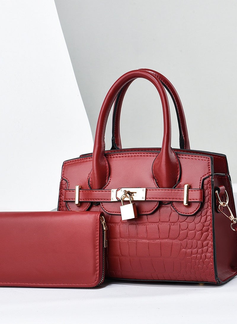 Large Capacity Handbag Two-piece Set For Women High-end Stone Patterned Minimalist Women's Bag - Image 1