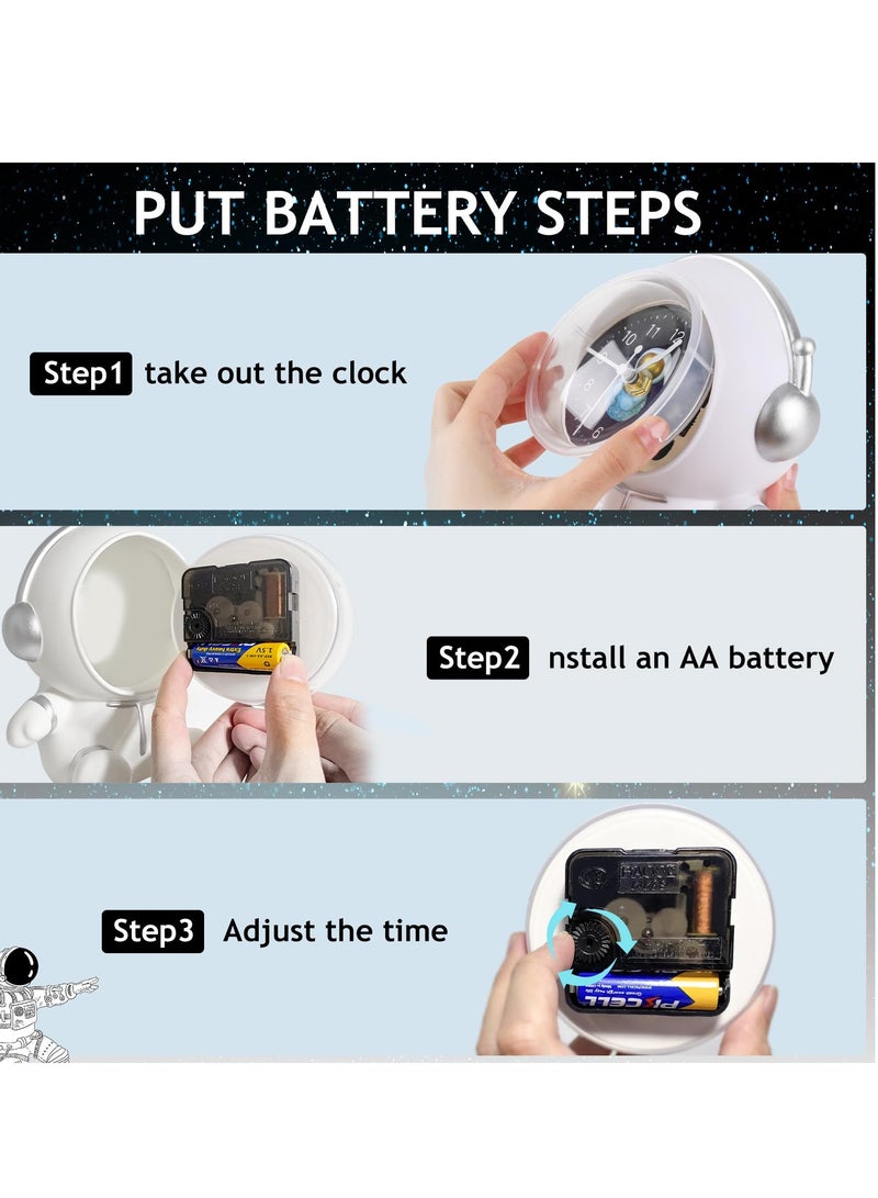 SYOSI Astronaut Piggy Bank with Clock for Boys, Unbreakable Money Bank Paper Money Saving Box Personalized Cash Coin Can Birthday Gift for Kids Girls Adults(White) - Image 3