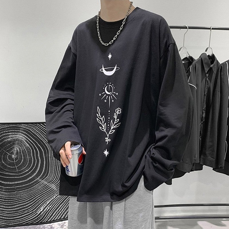 Distinctive Long-Sleeved T-Shirt For Boys Printed Trendy Inner Base Shirt Trendy Brand Ins Hong Kong-Style Loose All-Match Top - Image 4