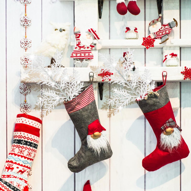 Cindeer 100 Pcs Christmas Tree Picks Sprays 10.24 Inch Glitter Artificial Pine Leaves Cedar Stems Faux Pine Needles Greenery Cedar Branches Ornament for Home Garland Wreath Winter Decor(White) - Image 3