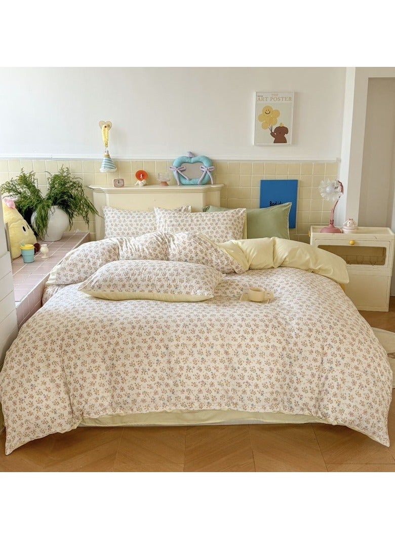Double Gauze 4-Pc Jacquard Bed Set - Small Floral Print, Long-Staple Cotton Breathable Duvet Cover for Hot Sleepers, Soft as Baby Fabric  - Image 1