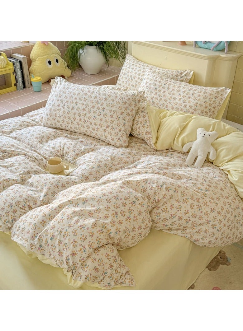 Double Gauze 4-Pc Jacquard Bed Set - Small Floral Print, Long-Staple Cotton Breathable Duvet Cover for Hot Sleepers, Soft as Baby Fabric  - Image 2