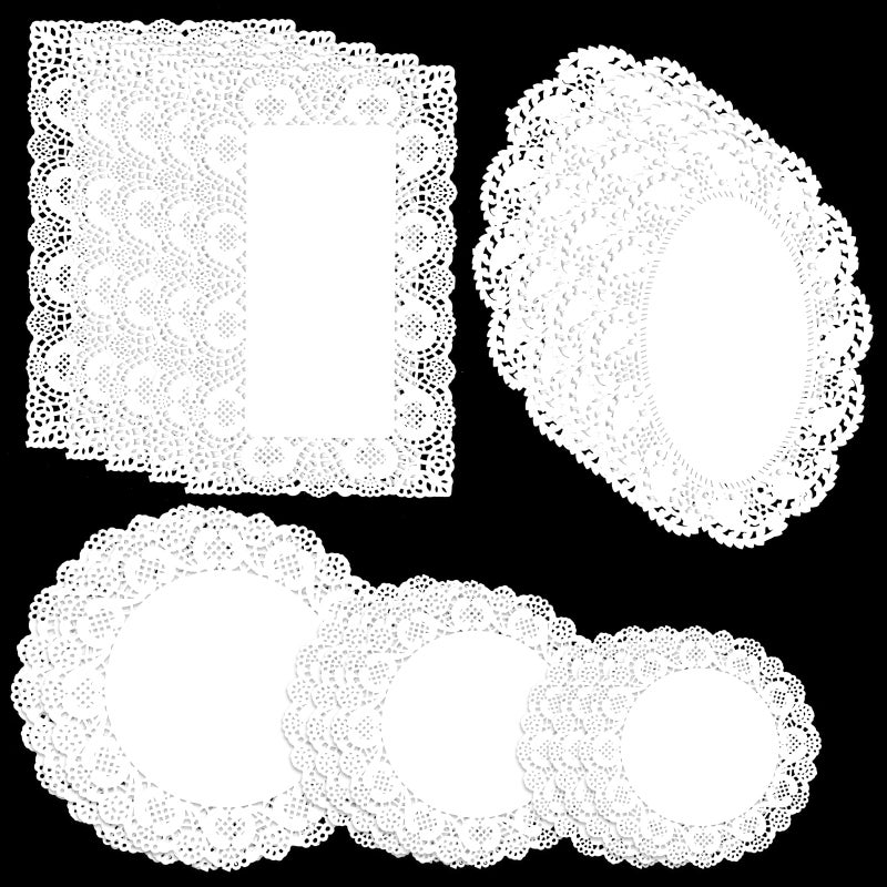 salbsever 150Pcs Paper Doilies Assorted Sizes White Lace Paper Doilies Disposable Doily Rectangle Round Paper Doilies for Dessert Trays Tables Furniture Buffet Cake Fried Food Wedding Party Tableware Decor - Image 1
