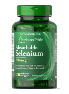 Puritan's Pride Absorbable Selenium 200 mcg – 100 Softgels for Antioxidant & Immune Support