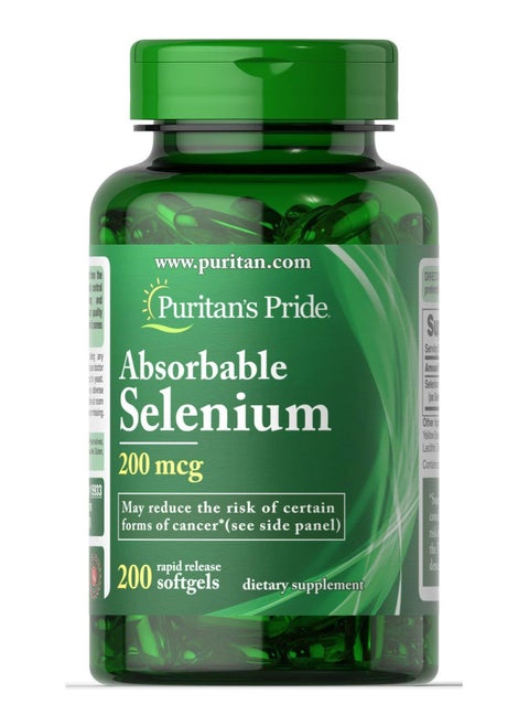 Puritan's Pride Absorbable Selenium 200 mcg – 100 Softgels for Antioxidant & Immune Support