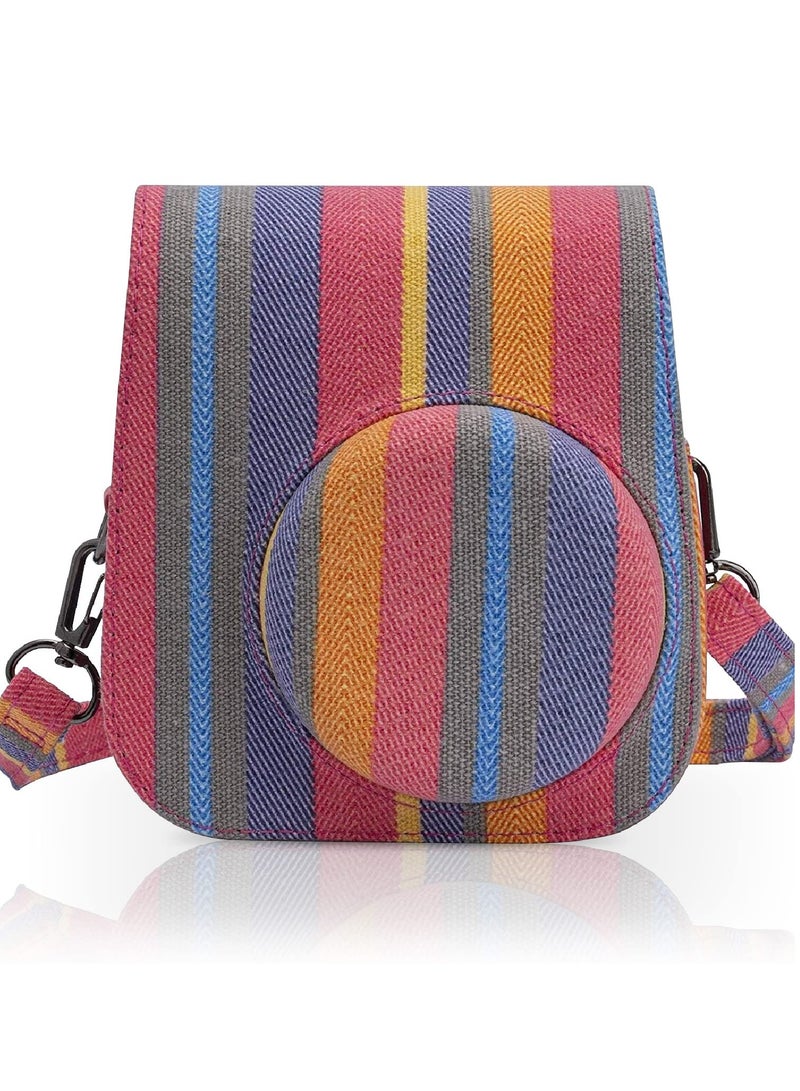 Fujifilm Instax Mini 11/9/8 Camera Case with Accessory Pocket and Adjustable Detachable Shoulder Strap (Colorful Stripes) - Perfect for Instant Film Photography! - Image 1