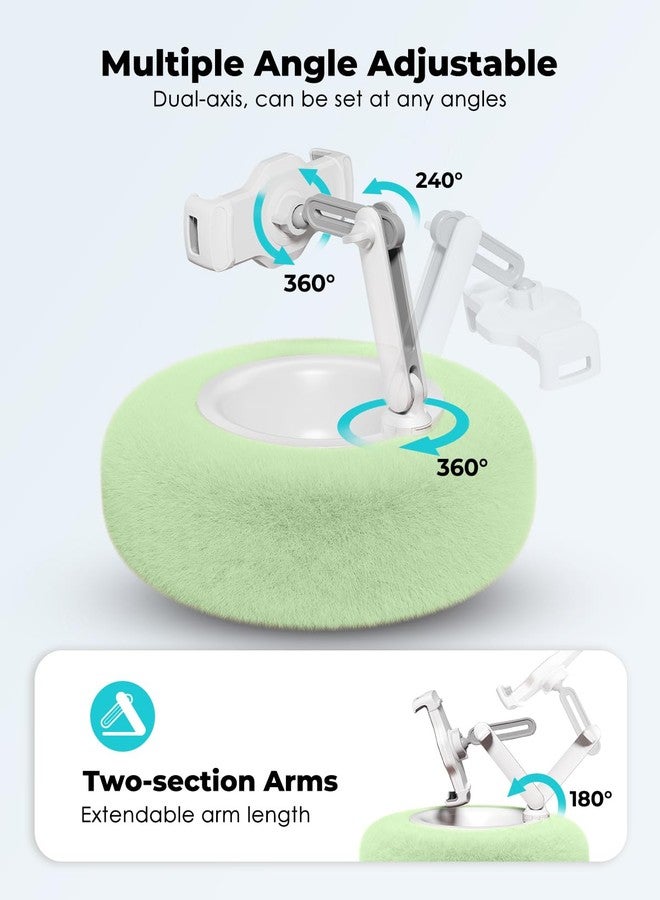 Viozon Tablet Stand with Pillow, Kindle Holder, Compatible with 4.7"-13" Phone/Tablet, iPad, iPhone, Google, Kindle, 360°Adjustable Phone Holder for Bed with Soft Plush Fabric, Detachable Bowl, Green - Image 4
