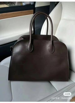 The Row Margaux15 Suede Leather Tote Bag for WomenPlain coffee gold buckle Margaux15 Plain coffee gold buckle Margaux15