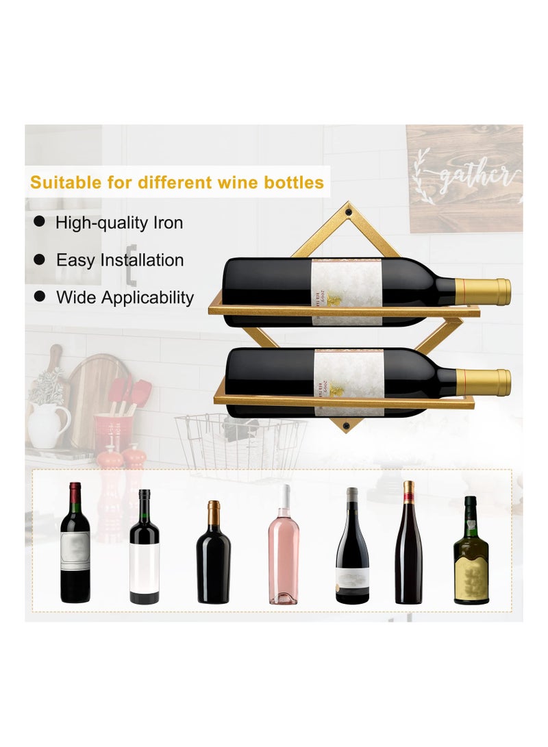 SYOSI Metal Wall Mounted Wine Holder,  Upgrade Foldable Hanging Wall Wine Rack Organizer for 2 Liquor Bottles, Wine Bottle Display Hanger with Screws for Home Kitchen Wall Deco - Image 3