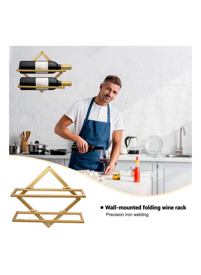 SYOSI Metal Wall Mounted Wine Holder,  Upgrade Foldable Hanging Wall Wine Rack Organizer for 2 Liquor Bottles, Wine Bottle Display Hanger with Screws for Home Kitchen Wall Deco - Image 5