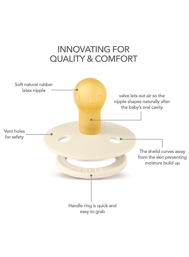 BIBS Studio Colour Round Pacifier, 2 Pieces, Latex Size 1, 0 - 6 Months, Baby Blue Dusty, Newborn Pacifier, Soft Latex Teat, Bpa - Free And Safe - Image 4