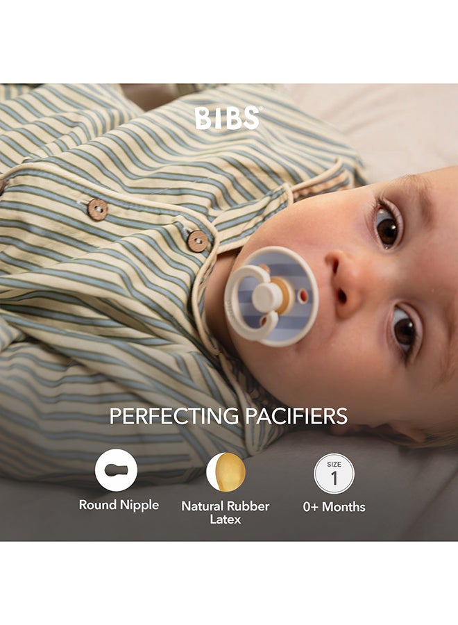 BIBS Studio Colour Round Pacifier, 2 Pieces, Latex Size 1, 0 - 6 Months, Baby Blue Dusty, Newborn Pacifier, Soft Latex Teat, Bpa - Free And Safe - Image 3