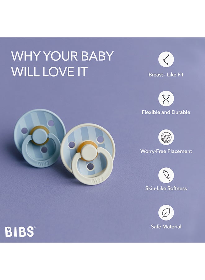 BIBS Studio Colour Round Pacifier, 2 Pieces, Latex Size 1, 0 - 6 Months, Baby Blue Dusty, Newborn Pacifier, Soft Latex Teat, Bpa - Free And Safe - Image 5