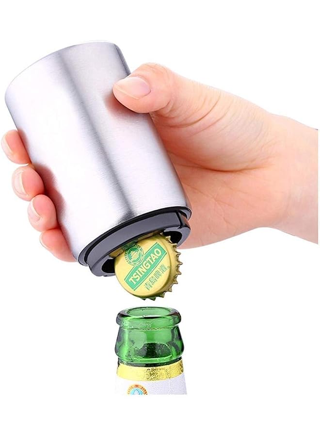 S-TOP Auto Bottle Opener, Magnetic Automatic Beer Cap Remover Stainless Steel Push Down Beer Opener with Magnet Cap Catcher - Image 1