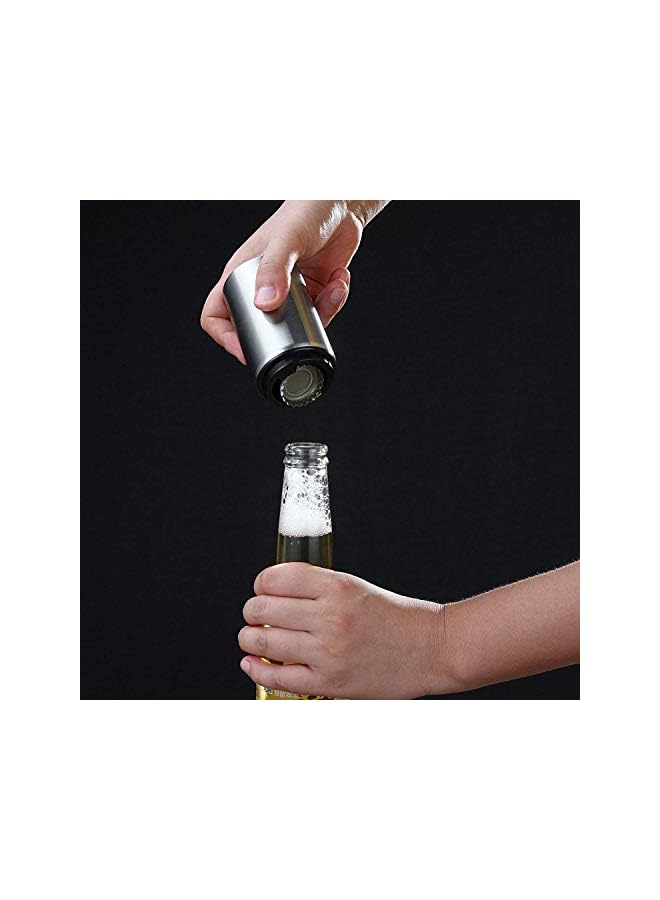 S-TOP Auto Bottle Opener, Magnetic Automatic Beer Cap Remover Stainless Steel Push Down Beer Opener with Magnet Cap Catcher - Image 4