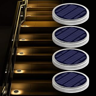 YiLaie YiLaie Solar Deck Lights Outdoor Waterproof, Garden Driveway Walkway Pathway Ground Step Dock Lights Solar Powered, LED  - Image 1