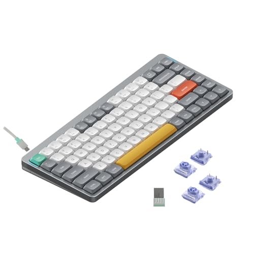 nuphy Air75 V2 Portable 75% Mechanical Keyboard,Wireless Keyboard,Supports Bluetooth/2.4G/USB-C RGB Gaming Keyboards,Compatible with Windows/Mac OS/Linux Systems Grey-Gateron Wisteria Switch - Image 1