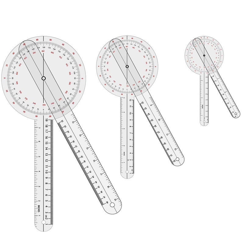 Goniometer Set 23 Pieces 12 8 6 360 Degree