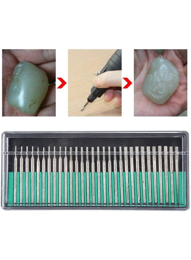 GGOOT Grinder Head  Diamond Needle Sanding Tool Set, 30 Pieces, Cylindrical Grinder Head 1/2/m, Hardware Accessory for Carving - Image 3
