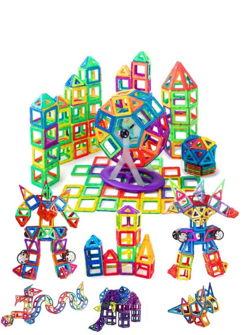 Loquat Magnetic Tiles Blocks Building Toys Set for Kids,STEM Magnetic Stacking Toys for Boys and Girls,Educational Birthday Gift with Castle Cards  Storage Bag-97PCS - Image 1