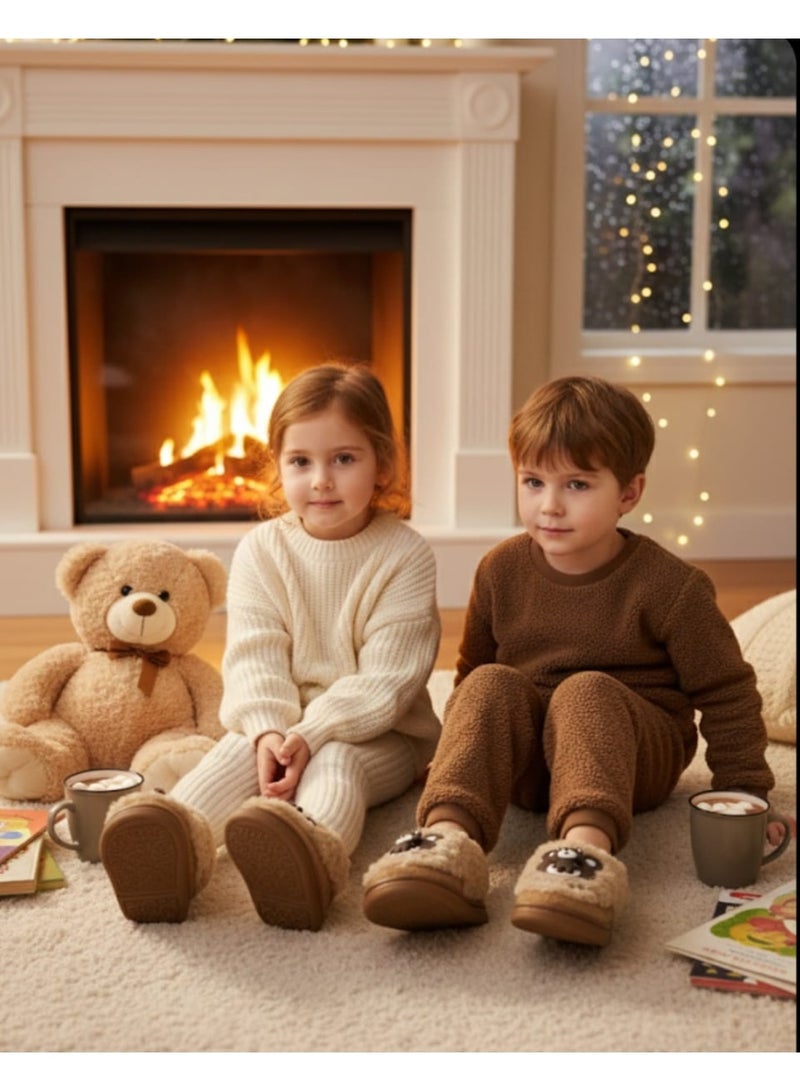 سليبر أطفال فرو بتصميم  كيوت – مريح، دافئ وآمن للاستخدام المنزلي - مقاس 24-25 - Image 2