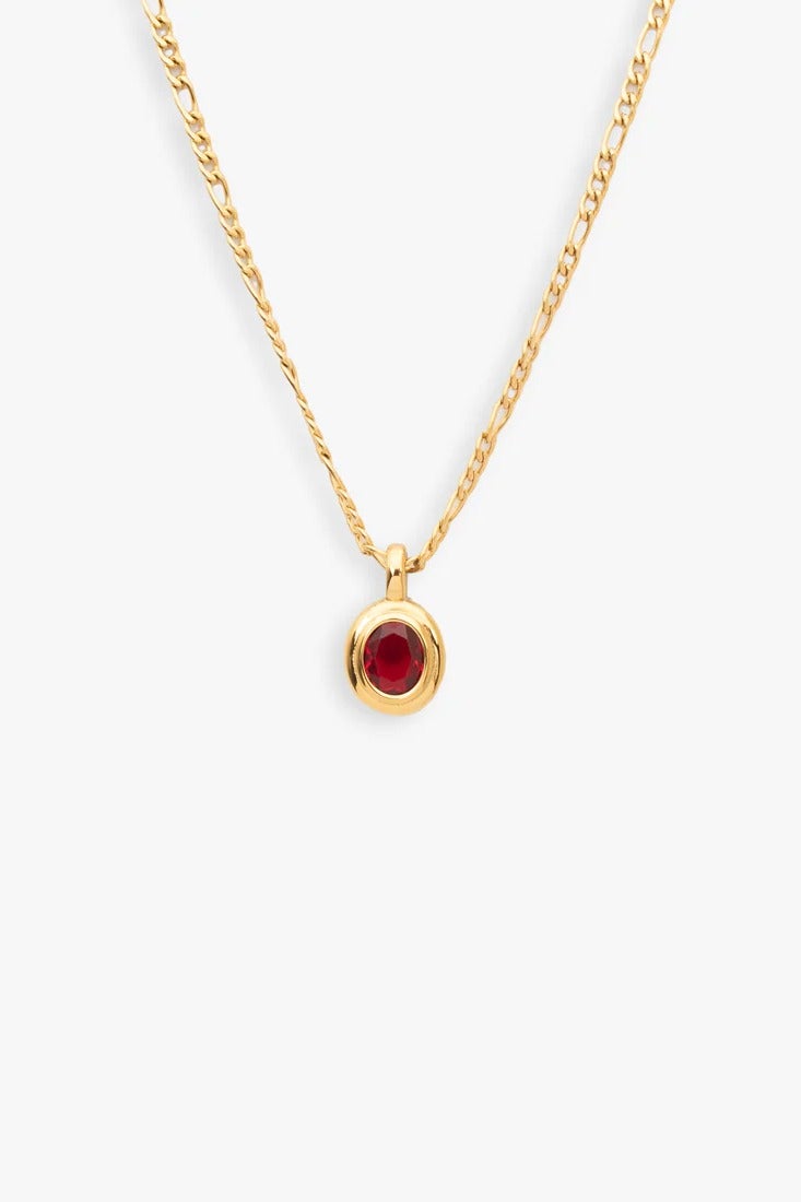Tamara Elegant Red Pendant Necklace for Women – Gold-Plated Chain with Red Stone Charm, Stylish Jewelry for Special Occasions & Everyday Wear