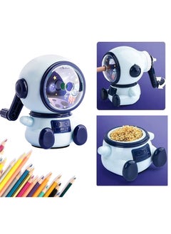 Y&D SYOSI Manual Pencil Sharpener Hand Crank with Adjustable Kids Container and Sharp Blade Lovely Astronaut for School Office Home  - Image 1