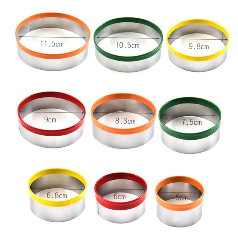 12Pcs Stainless Steel Round Cookie Cutters Set With Colorful Handles Kitchen Baking Tools - Image 3