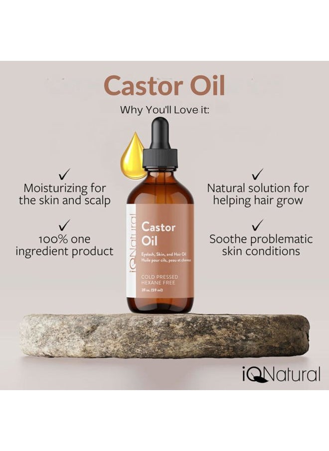 IQ Natural - IQ Natural 100% Pure Cold Pressed Organic Castor Oil - Eyelash & Eyebrow Growth Serum, Conditioner & Treatment - Image 1