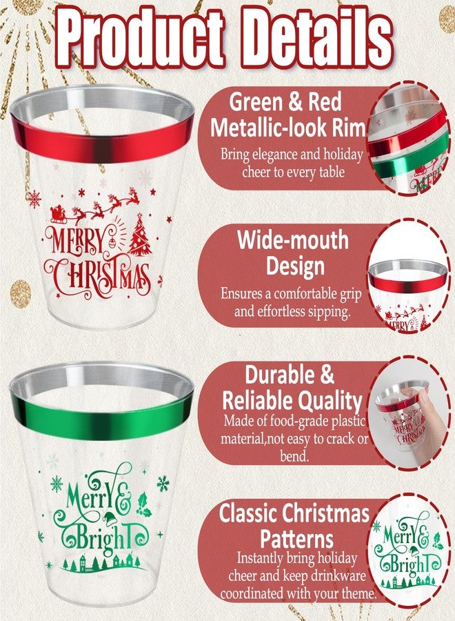 CUPLOOV 60Pcs Christmas Party Decorations Cups - 9Oz Merry Christmas Theme Red Green Disposable Plastic Cups for Xmas Wedding Thanksgiving Birthday Holiday Party Supplies Xmas Party Drinks - Image 3
