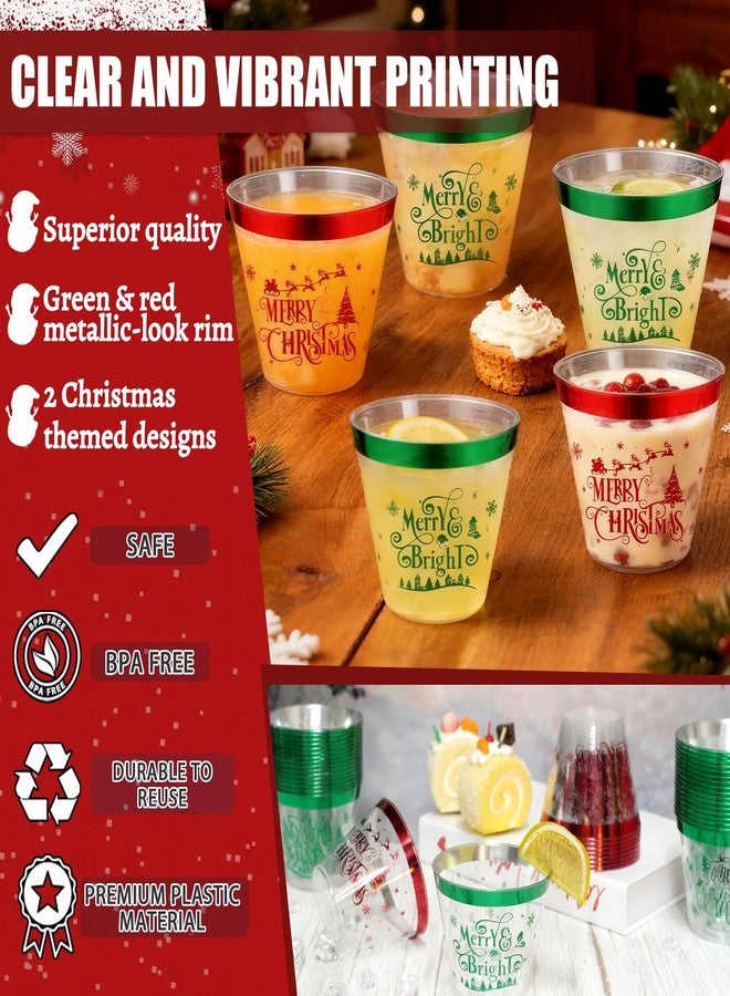 CUPLOOV 60Pcs Christmas Party Decorations Cups - 9Oz Merry Christmas Theme Red Green Disposable Plastic Cups for Xmas Wedding Thanksgiving Birthday Holiday Party Supplies Xmas Party Drinks - Image 4