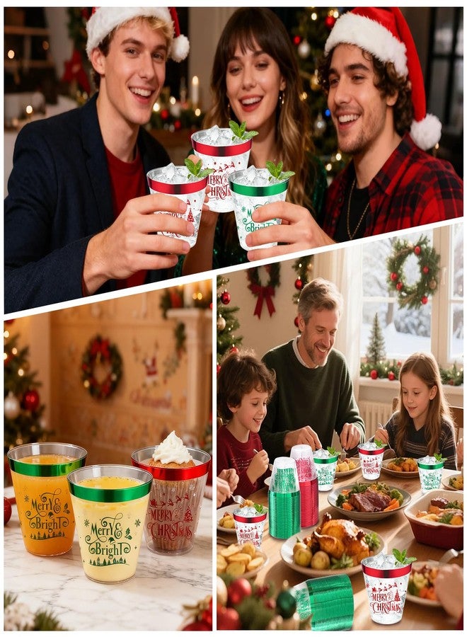 CUPLOOV 60Pcs Christmas Party Decorations Cups - 9Oz Merry Christmas Theme Red Green Disposable Plastic Cups for Xmas Wedding Thanksgiving Birthday Holiday Party Supplies Xmas Party Drinks - Image 5