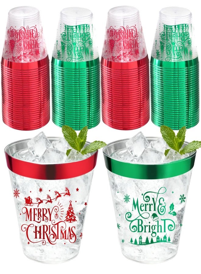 CUPLOOV 60Pcs Christmas Party Decorations Cups - 9Oz Merry Christmas Theme Red Green Disposable Plastic Cups for Xmas Wedding Thanksgiving Birthday Holiday Party Supplies Xmas Party Drinks - Image 1