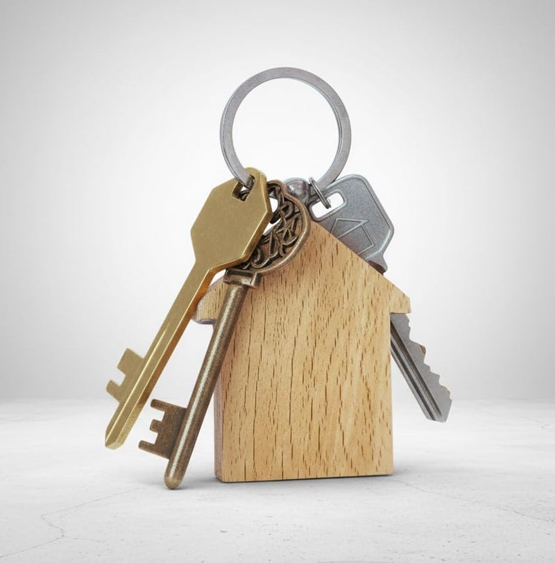 Kidultz Empty Wooden Keychain for DIY Projects - Laser Engravable, Printable & Writable - Pack of 10 - Different Shapes (Home Shape) - Image 3
