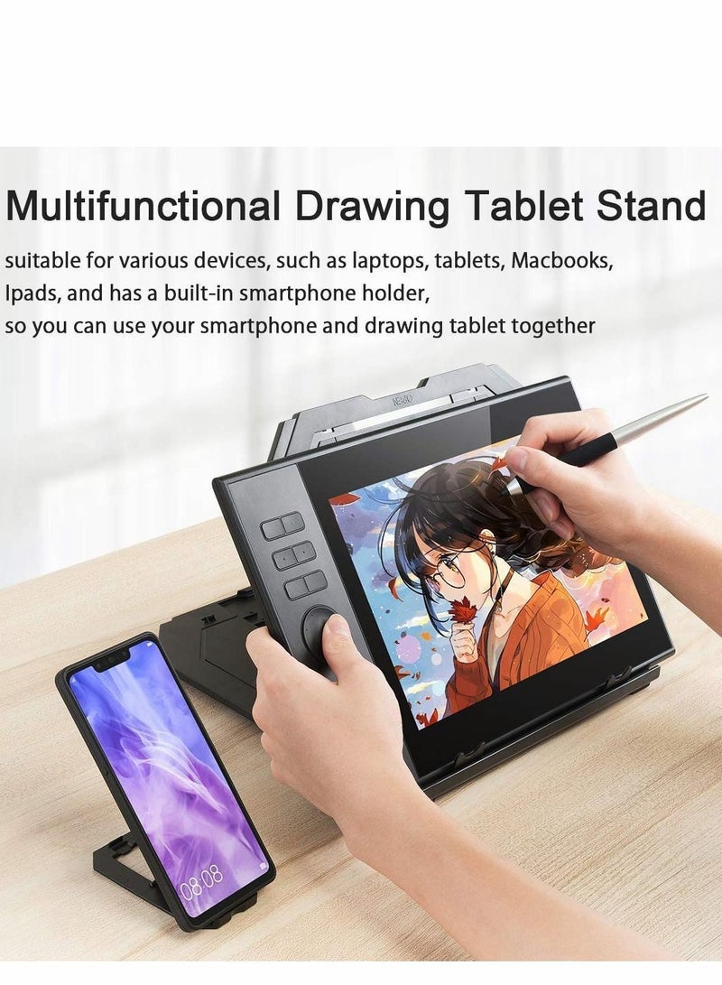 Y&D Drawing Tablet Stand, Laptop Lifter Stand Foldable Desk 9 Levels Adjustable Angles with a Built-in Phone Holder, for 12-17 inch Tablet, MacBook, Laptop, iPad, Book, Phone(Black) - Image 2