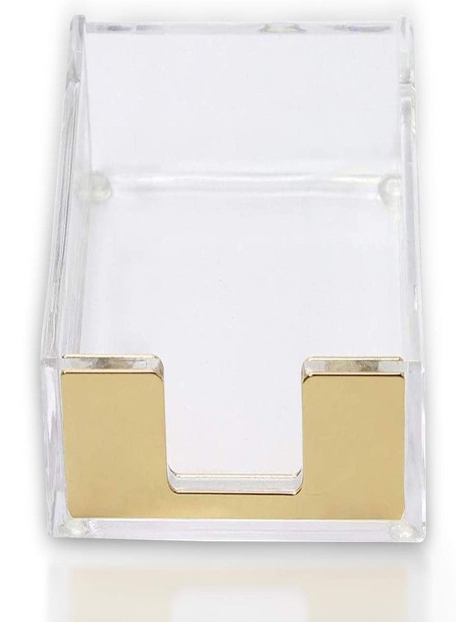 Buqoo Acrylic Sticky Note Holder Desk Organizer Decor for 3x3 Sticky Notes Memo (Gold) - Image 1