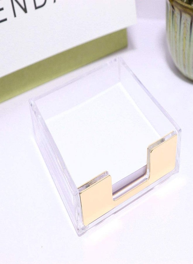 Buqoo Acrylic Sticky Note Holder Desk Organizer Decor for 3x3 Sticky Notes Memo (Gold) - Image 5