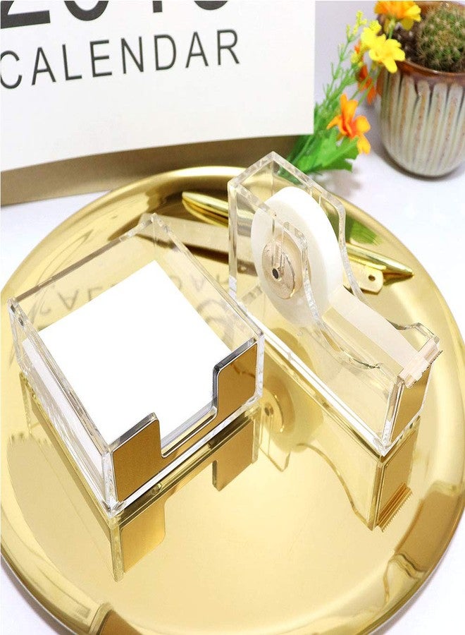 Buqoo Acrylic Sticky Note Holder Desk Organizer Decor for 3x3 Sticky Notes Memo (Gold) - Image 2
